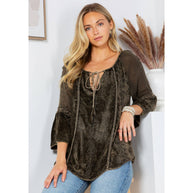 Velvet Patchwork Peasant Top