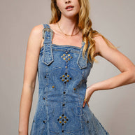 Denim Buckle Dress, Med Wash