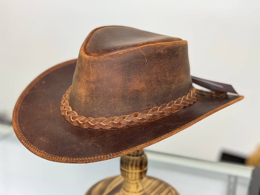 Gunner Leather Western Outback Hat