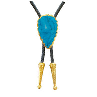 Gemstone Bolo Tie - Blue Turquoise (Gold)
