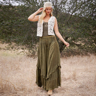 Mineral Wash Lace Tiered Ruffle Pants