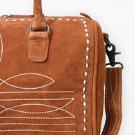 Western Suede Boot Stitch Duffel Bag, Turquoise