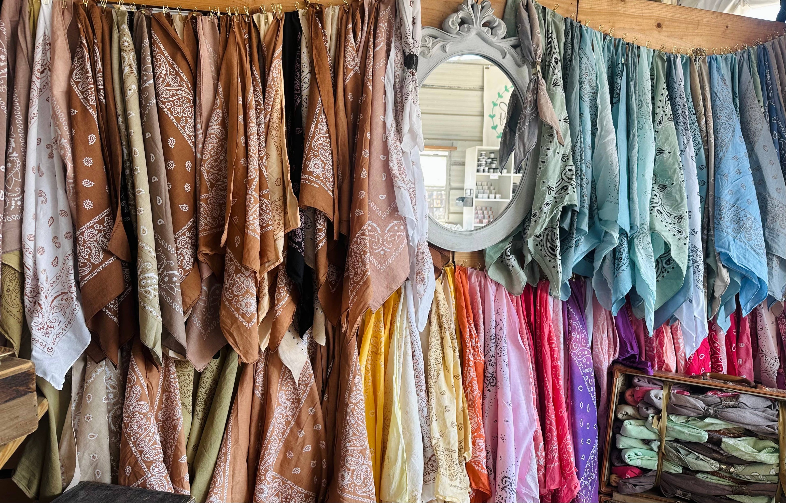 Bright Red Hand Dyed Bandanas With Leather Slides 