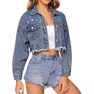 Distressed Cropped Jean Jacket