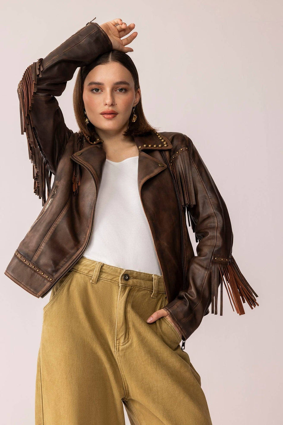 Fury Rider Brown Fringe Leather Jacket