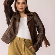 Fury Rider Brown Fringe Leather Jacket