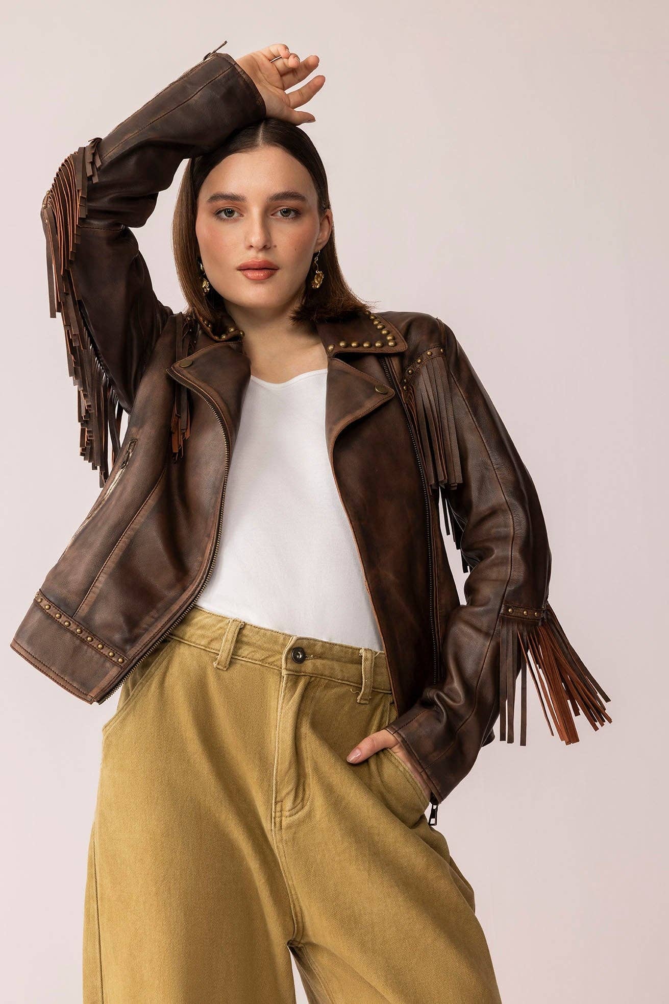 Fury Rider Brown Fringe Leather Jacket
