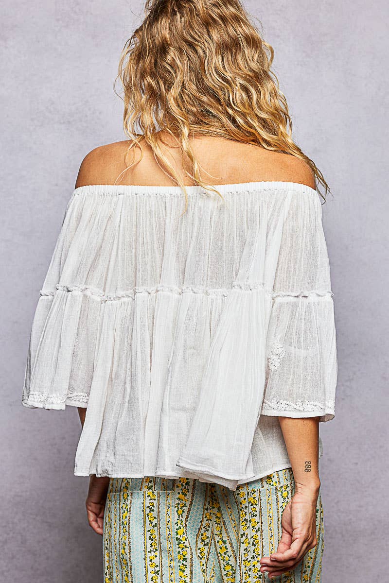 Off Shoulder Bell Sleeve Blouse