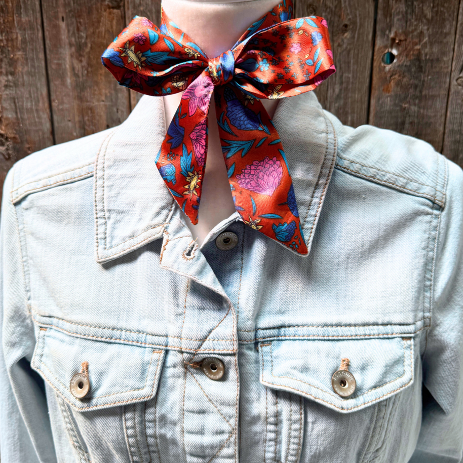 Blue and Rust Western Skinny Mini Wild Rag / Cowgirl Necktie #TW333
