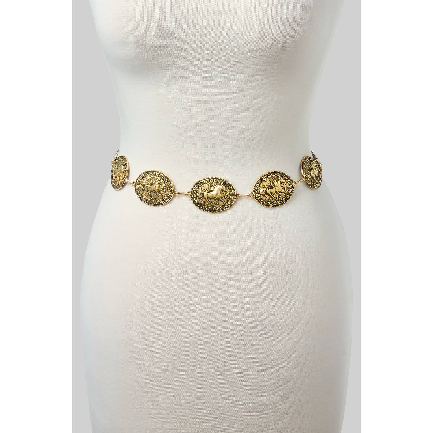 Horse Concho Belt, Gold or Silver