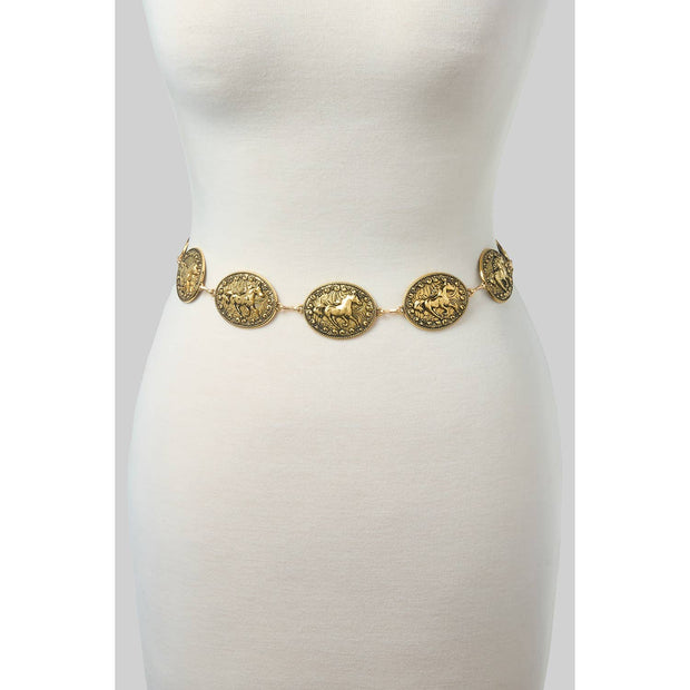 Horse Concho Belt, Gold or Silver