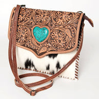 Hair-on-Hide Crossbody with Turquoise Heart