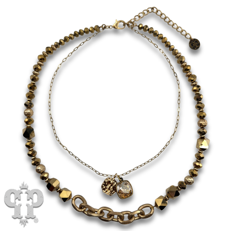 Swarovski® crystals double strand bead choker