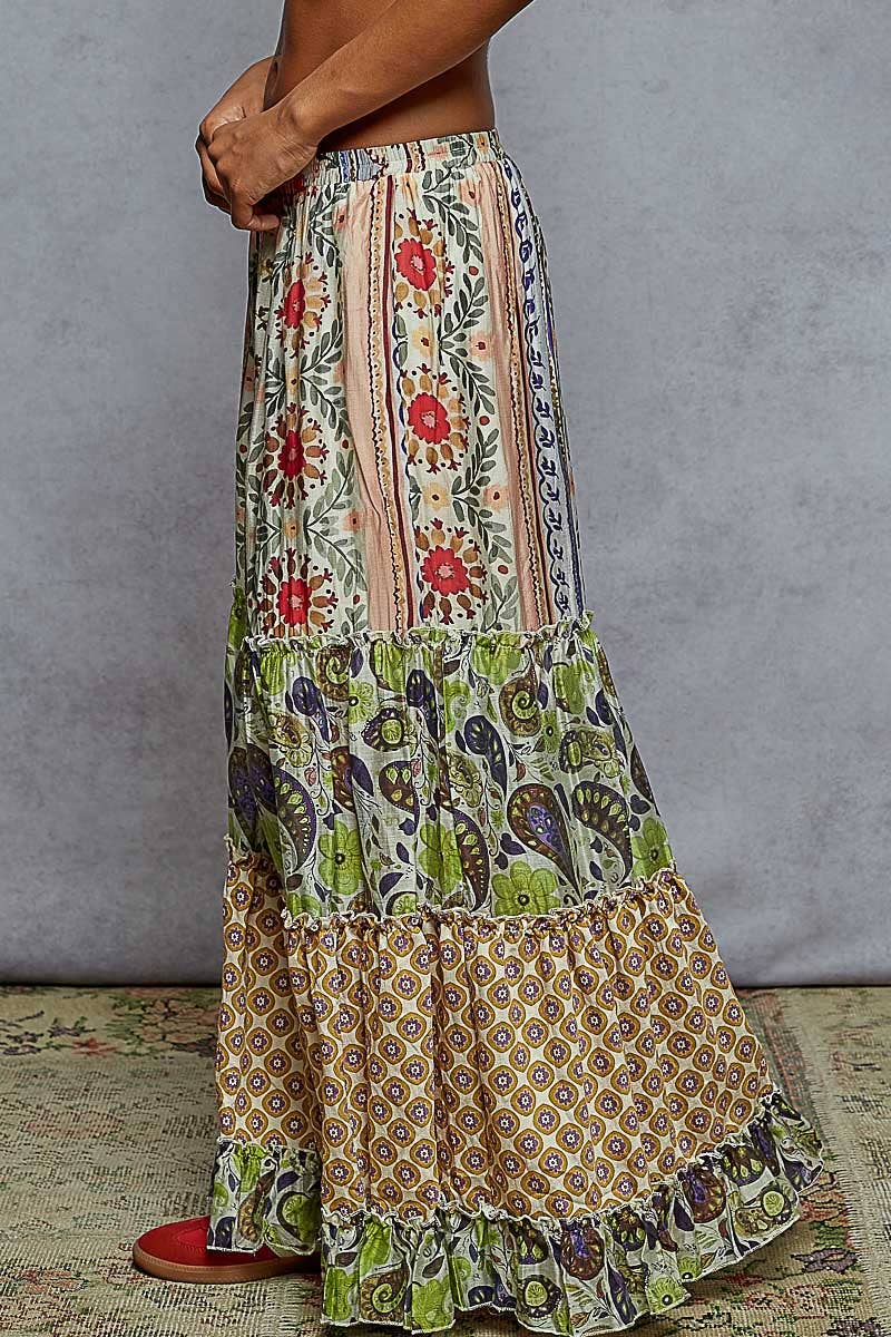 Patterned Wide Leg Pants