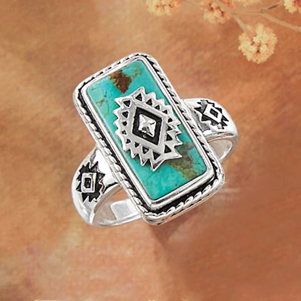 Sterling & Turquoise Southwest Overlay Ring