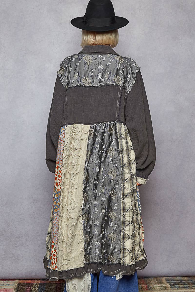 Patchwork Maxi Length Jacket