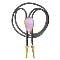 Gemstone Bolo Tie - Pink Opal (Gold)