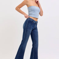 Mid-Rise Flare with Pintuck Jeans, 30