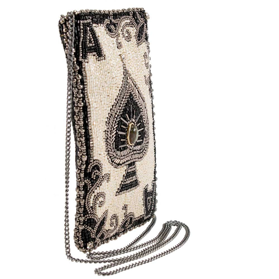 You're Aces Beaded Ace of Spades Crossbody Phone Bag