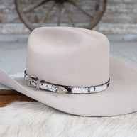 Stockton Cowhide Hat Band with Silver Buckle