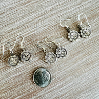 French Flower Earrings With Sterling Silver Hooks