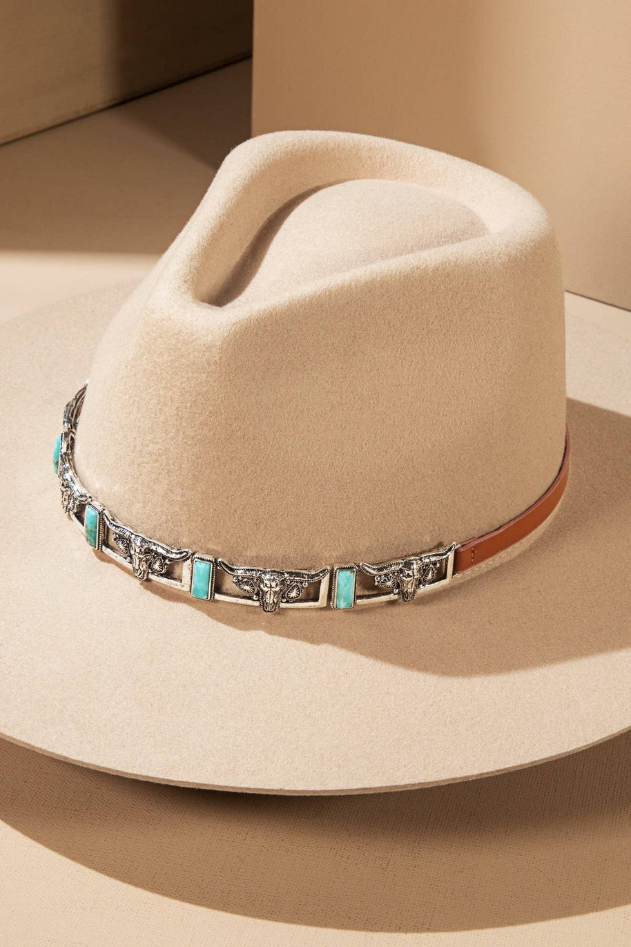 Semi Stone & Metal Steer Head Hat Band