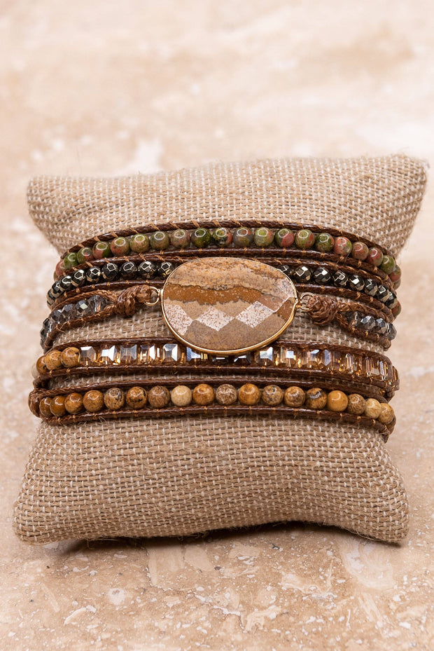 Kelly Wrap Bracelet: Jasper/Brown
