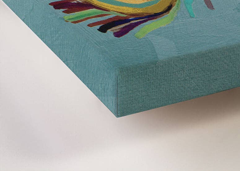 Peacock - Metallic Tide Pool Blue Canvas Wall Art