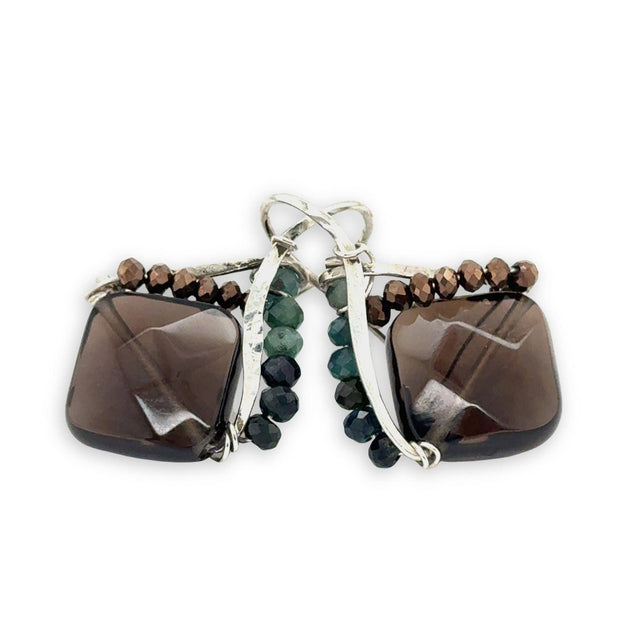 Handmade Tree Bark Smokey Quartz Mini Earring
