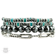 Western burnished pearl bead & chain bracelet set