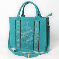 Western Leather Tote Bag with Hand-Stitched Detailing