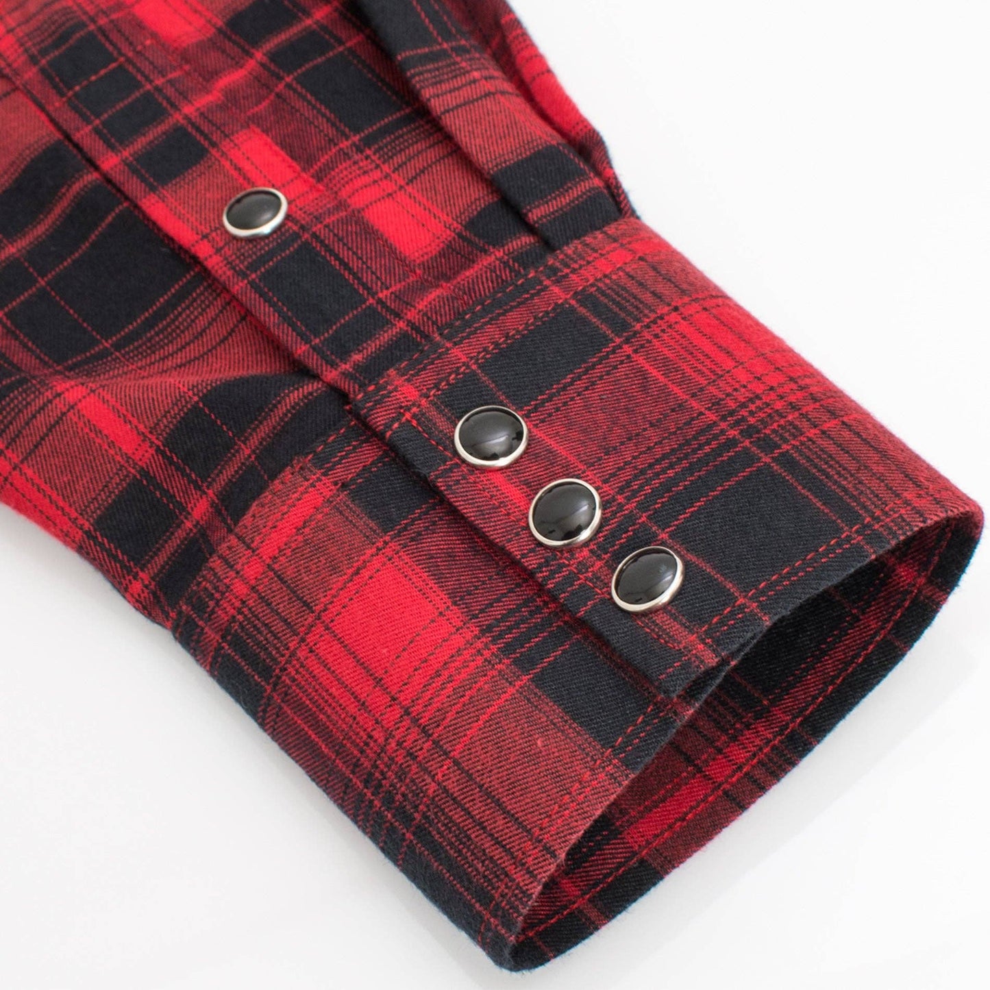 Men's Western Long Sleeve Flannel Shirt With Snap Buttons