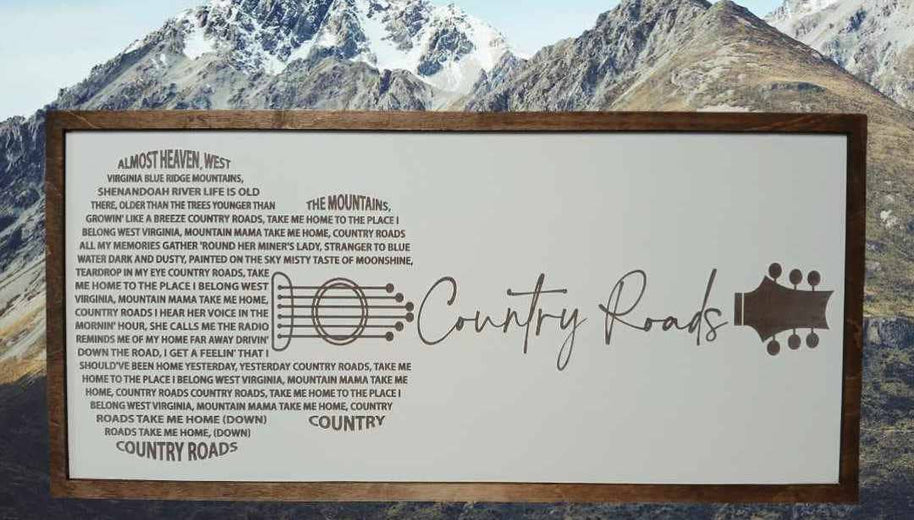 Handmade Country Roads Sign