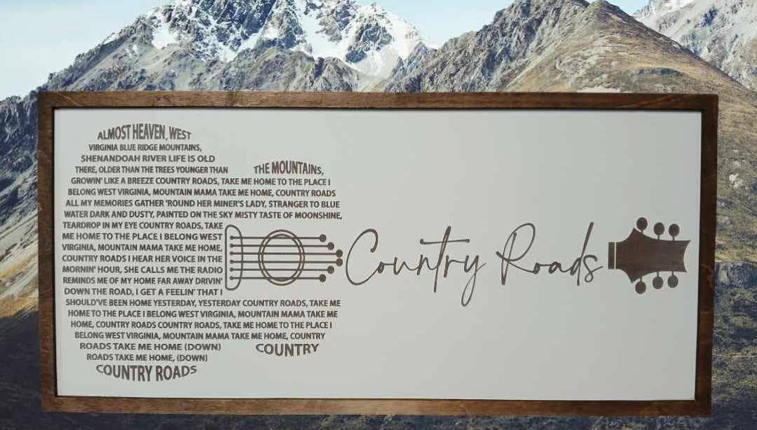 Handmade Country Roads Sign