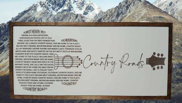 Handmade Country Roads Sign