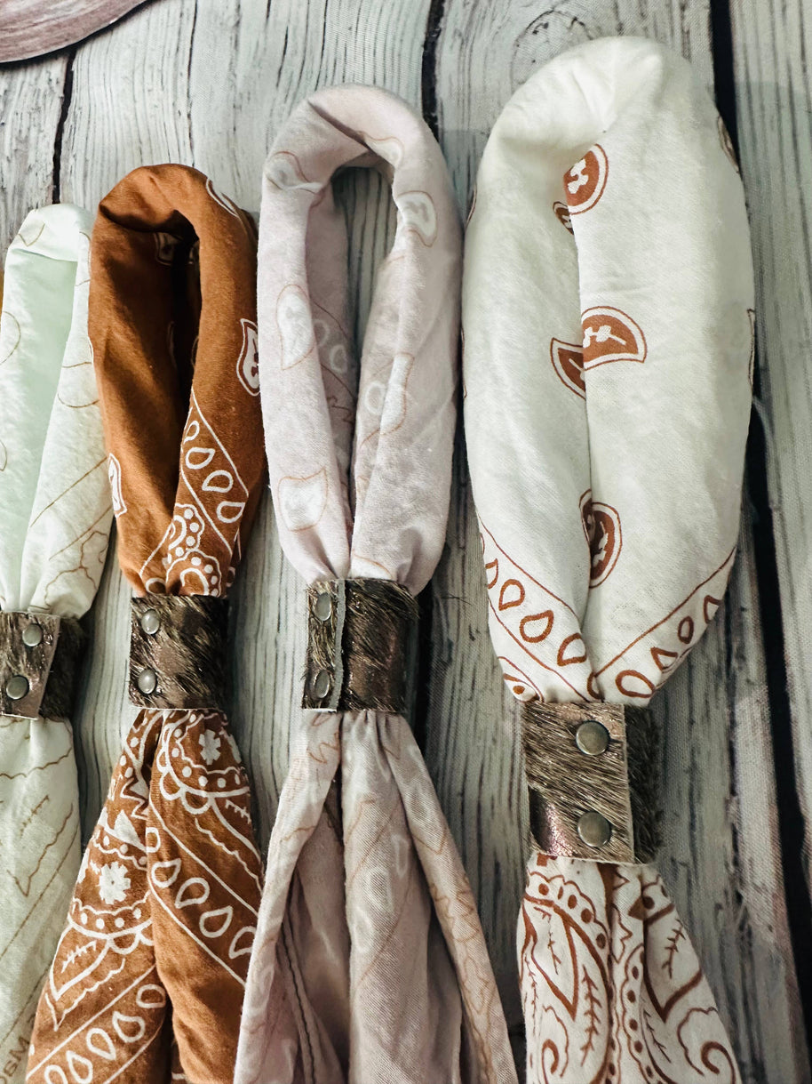 Terracotta Hues Bandanas & Leather Slides