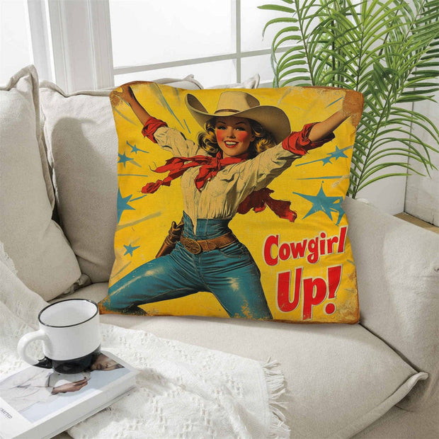 Vintage Cowgirl Up Pillow
