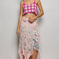 Reverse Ruffle Lace Skirt