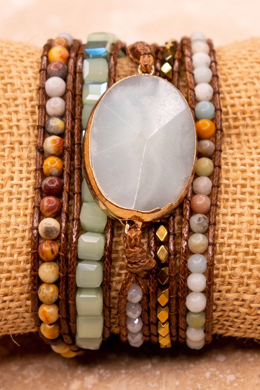 Kelly Wrap Bracelet: Jasper/Brown