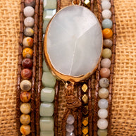 Kelly Wrap Bracelet: Jasper/Brown