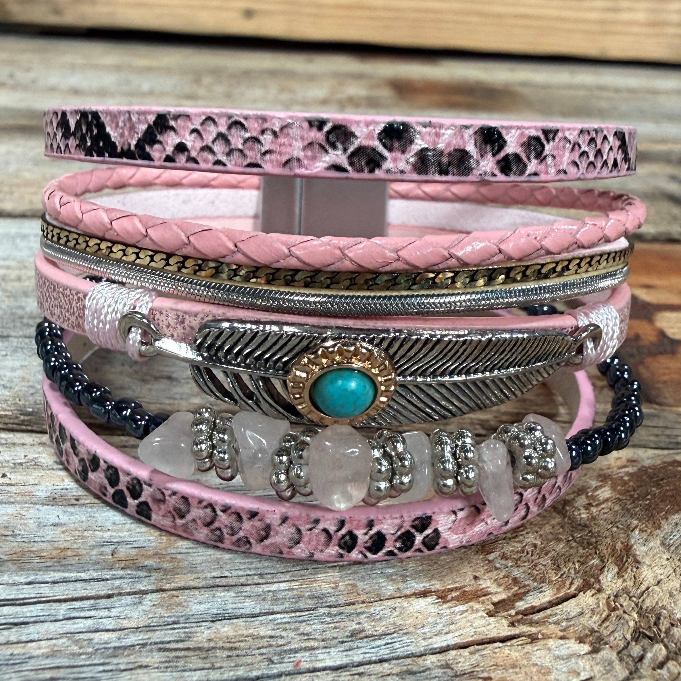 Pink Boho Wrap Bracelet