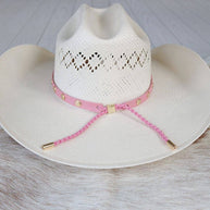 Pink Studded Goat Leather Hat Band