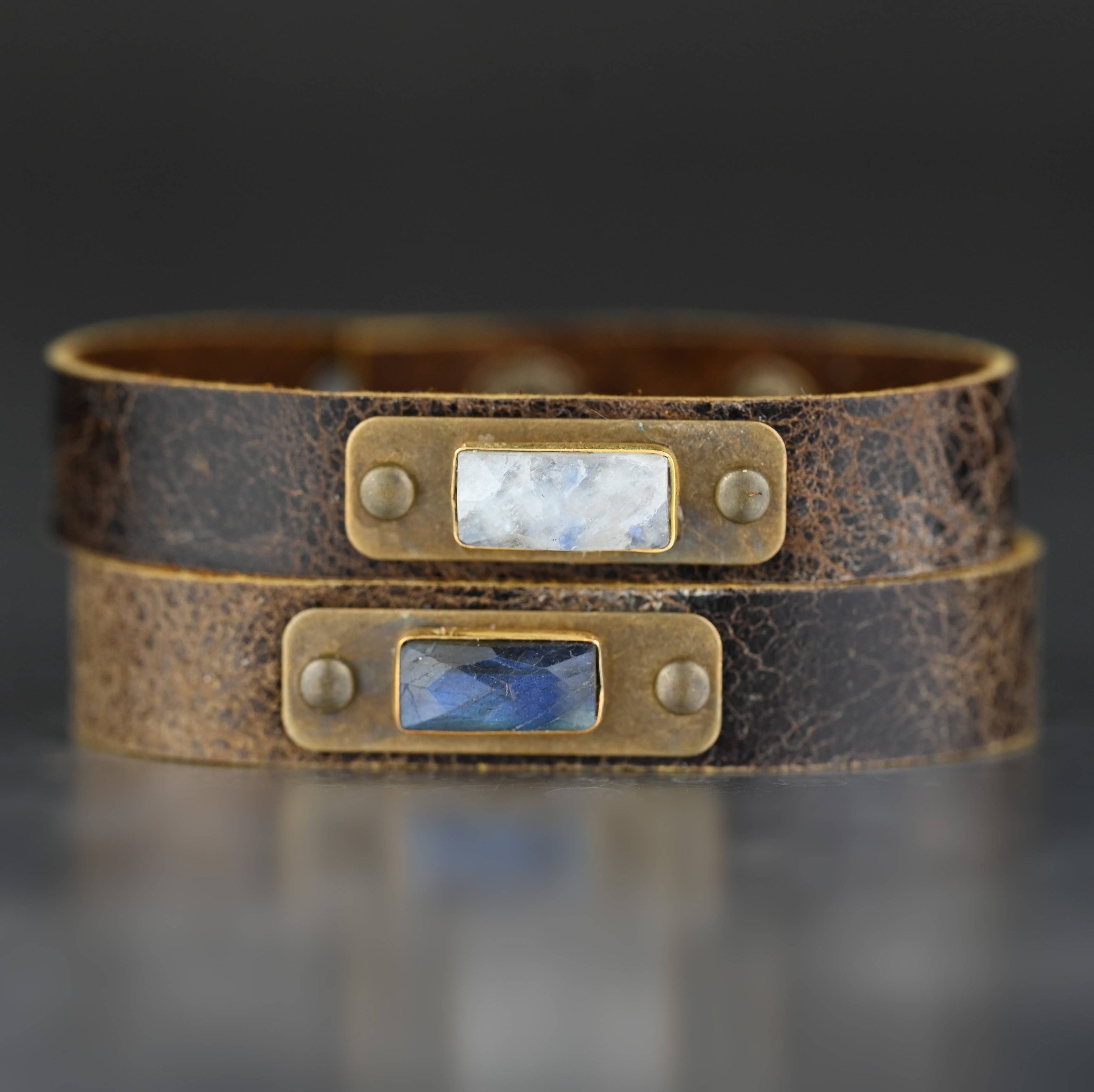 Leather Cuff with Stone