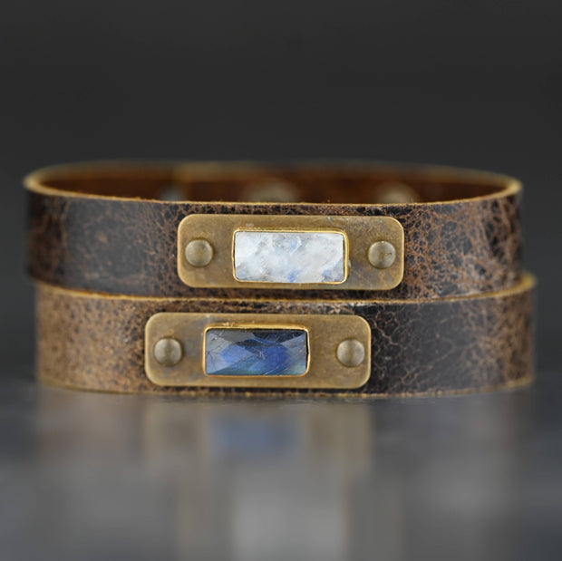 Leather Cuff with Stone