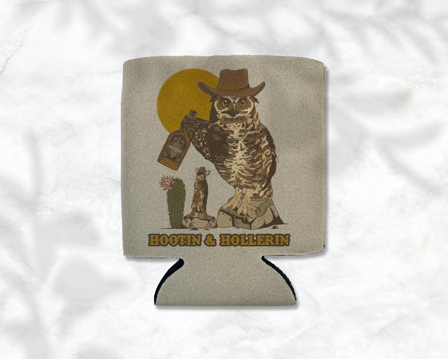 Hootin & Hollerin Owl Cowboy Koozie
