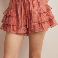 Eyelet Ruffle Tiered Shorts
