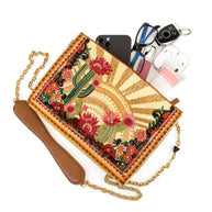 Beaded Cactus and Floral Crossbody