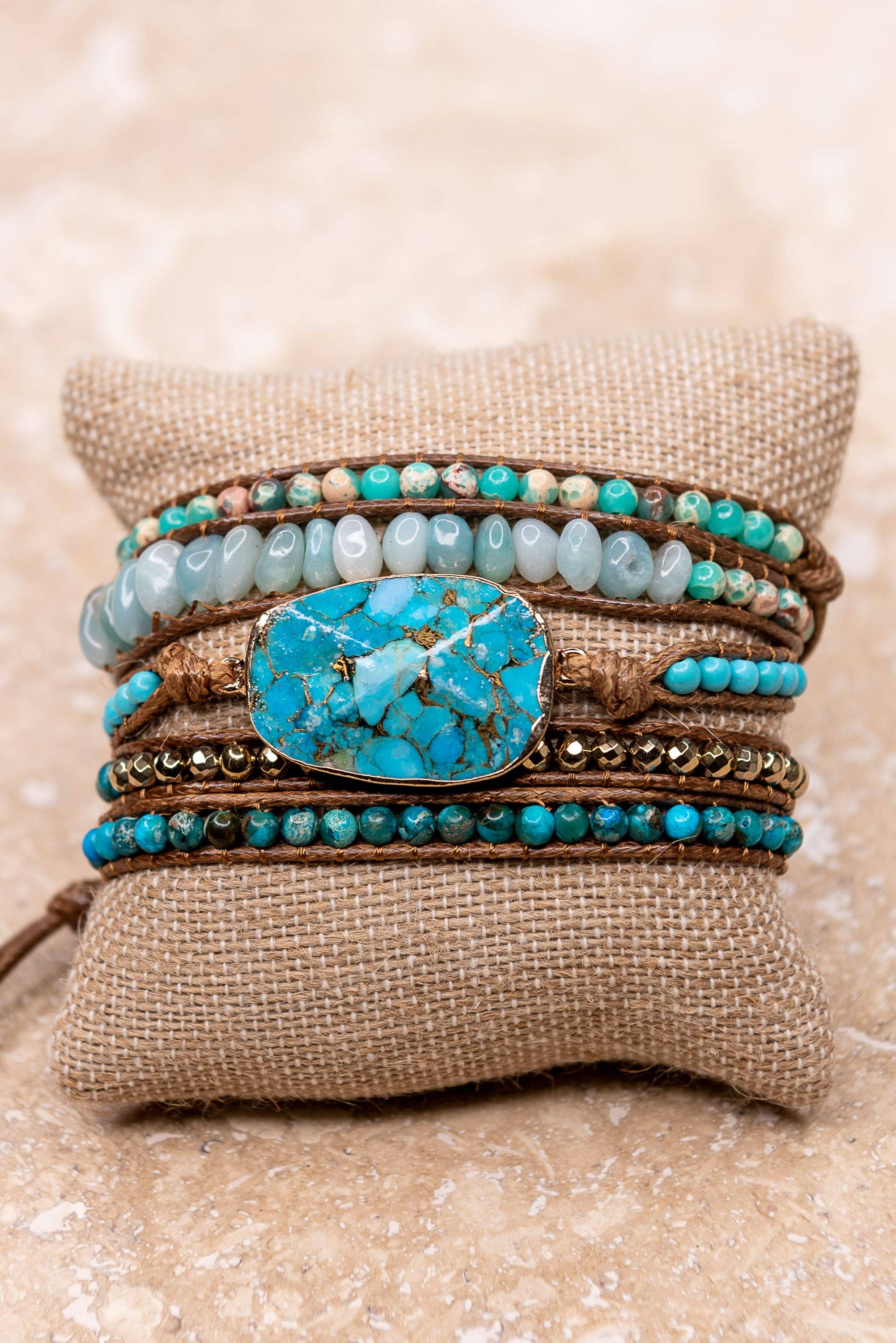 Kelly Wrap Bracelet: Jasper/Brown