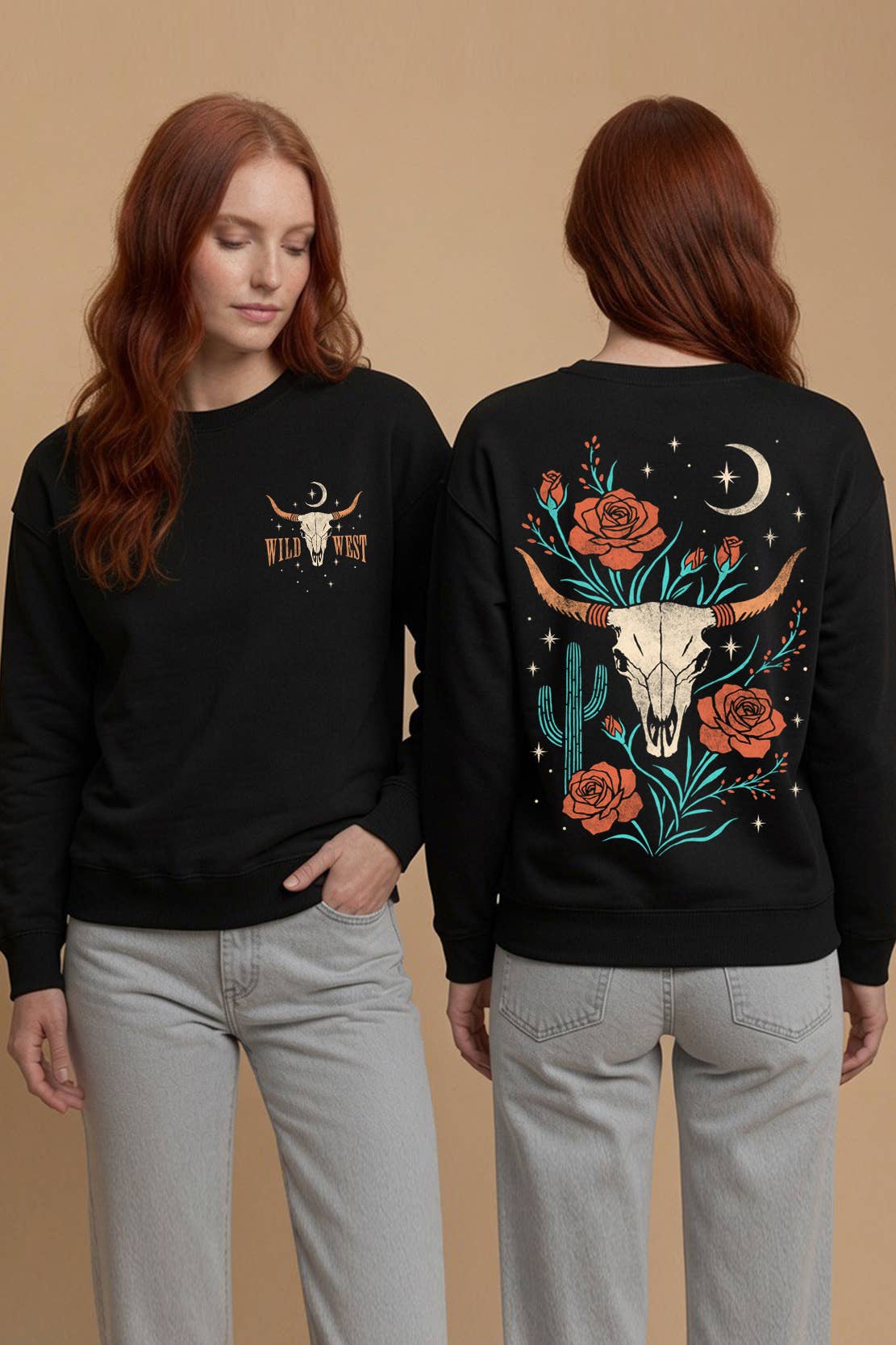 Wild West Cow Skull Sweatshirts