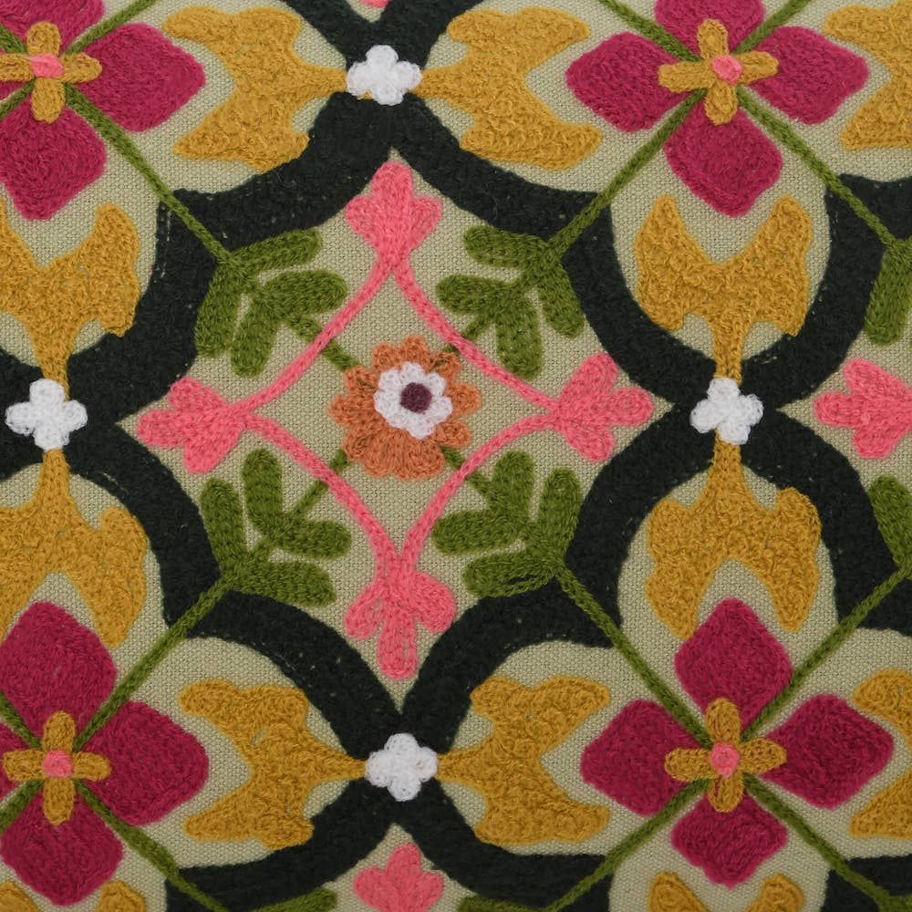 Embroidered Retro Canvas Pillow